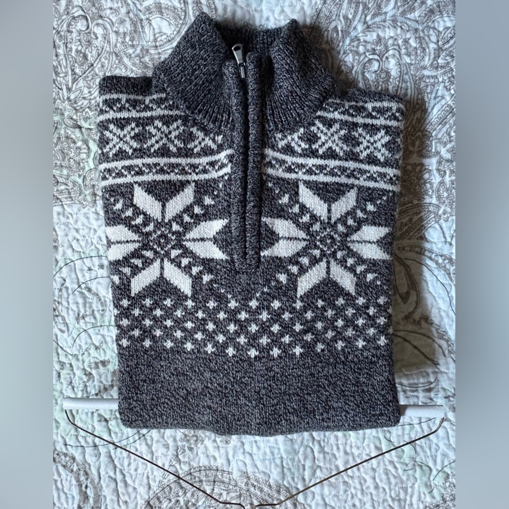 Croft & Barrow Grey and White Snowflake Sweater